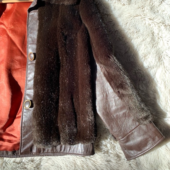 DiCosta Brown Fur Genuine Leather Jacket - Picture 8 of 9